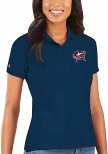 Antigua Columbus Blue Jackets Womens Navy Blue Legacy Pique Short Sleeve Polo Shirt