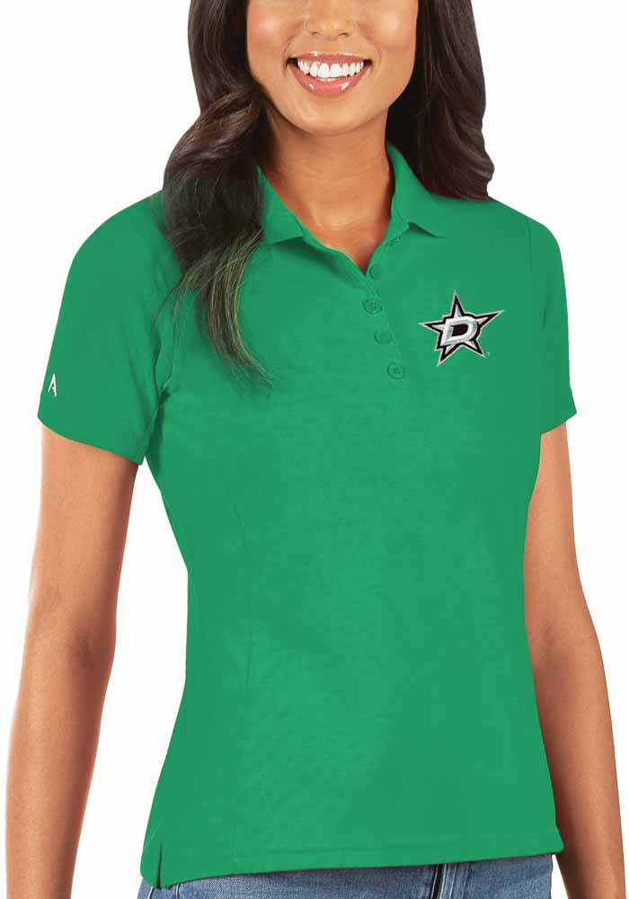 Antigua Dallas Stars Womens Green Legacy Pique Short Sleeve Polo Shirt