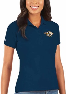 Antigua Nashville Predators Womens Navy Blue Legacy Pique Short Sleeve Polo Shirt