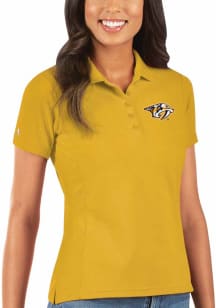 Antigua Nashville Predators Womens Gold Legacy Pique Short Sleeve Polo Shirt