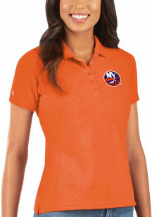 Antigua New York Islanders Womens Orange Legacy Pique Short Sleeve Polo Shirt