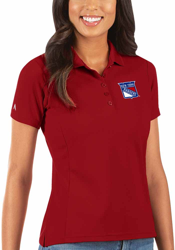 Antigua New York Rangers Womens Red Legacy Pique Short Sleeve Polo Shirt