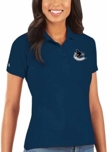 Antigua Vancouver Canucks Womens Navy Blue Legacy Pique Short Sleeve Polo Shirt