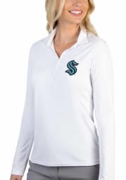 Antigua Seattle Kraken Womens White Tribute Long Sleeve Polo Shirt
