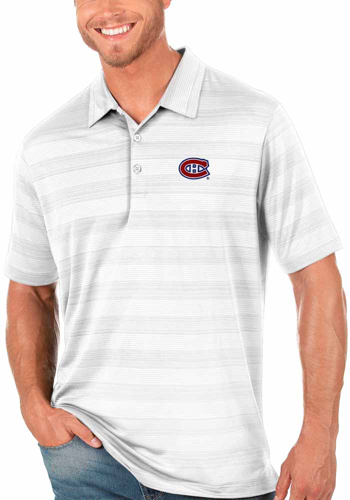 Antigua Montreal Canadiens Mens White Compass Short Sleeve Polo