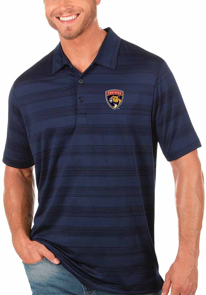 Antigua Florida Panthers Mens Navy Blue Compass Short Sleeve Polo