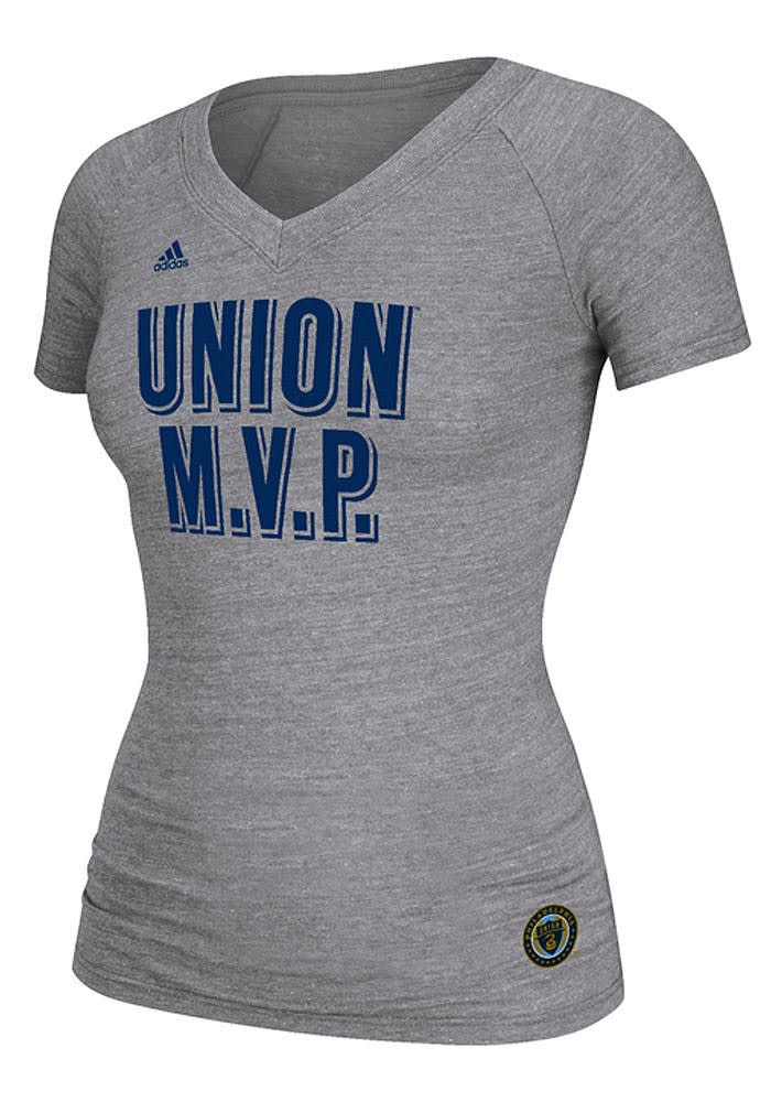 Adidas Philadelphia Union Womens Grey Triblend V-Neck T-Shirt
