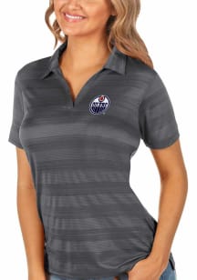 Antigua Edmonton Oilers Womens Grey Compass Short Sleeve Polo Shirt