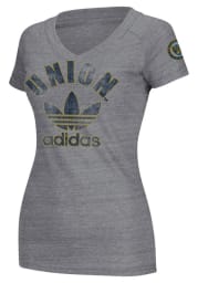 Adidas Philadelphia Union Womens Grey Large Trefoil Tri-Blend V-Neck T-Shirt