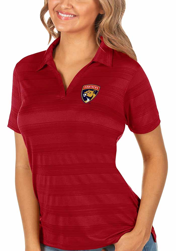 Antigua Florida Panthers Womens Red Compass Short Sleeve Polo Shirt