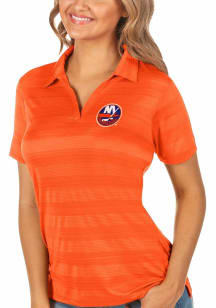 Antigua New York Islanders Womens Orange Compass Short Sleeve Polo Shirt