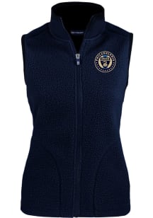Cutter and Buck Philadelphia Union Womens Navy Blue Cascade Sherpa Vest