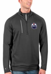 Antigua Edmonton Oilers Mens Grey Generation Long Sleeve 1/4 Zip Pullover