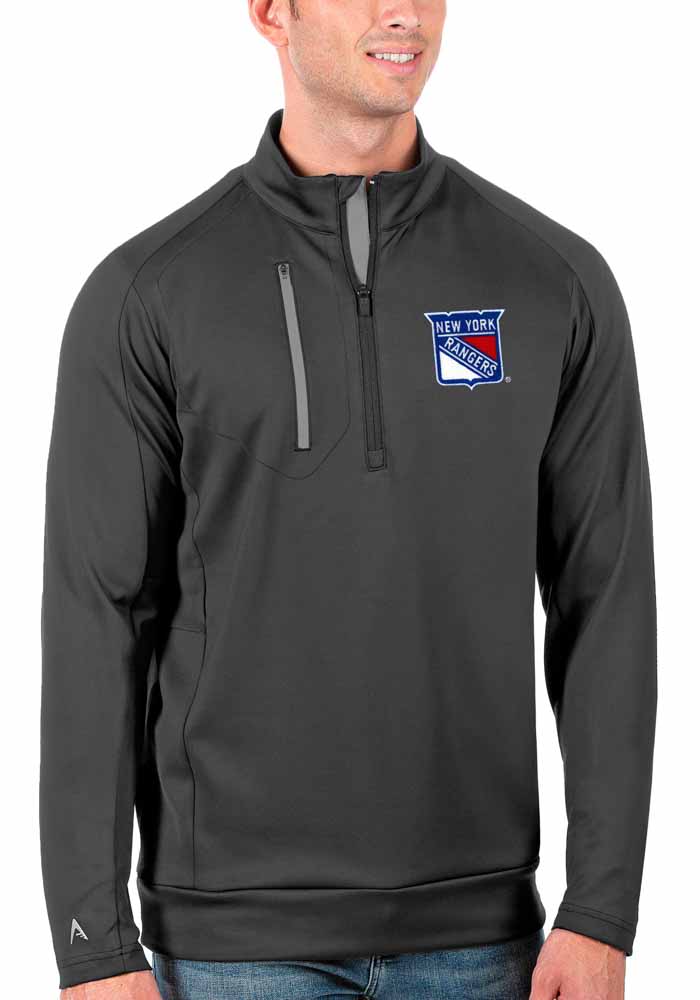 Antigua New York Rangers Mens Grey Generation Long Sleeve 1/4 Zip Pullover