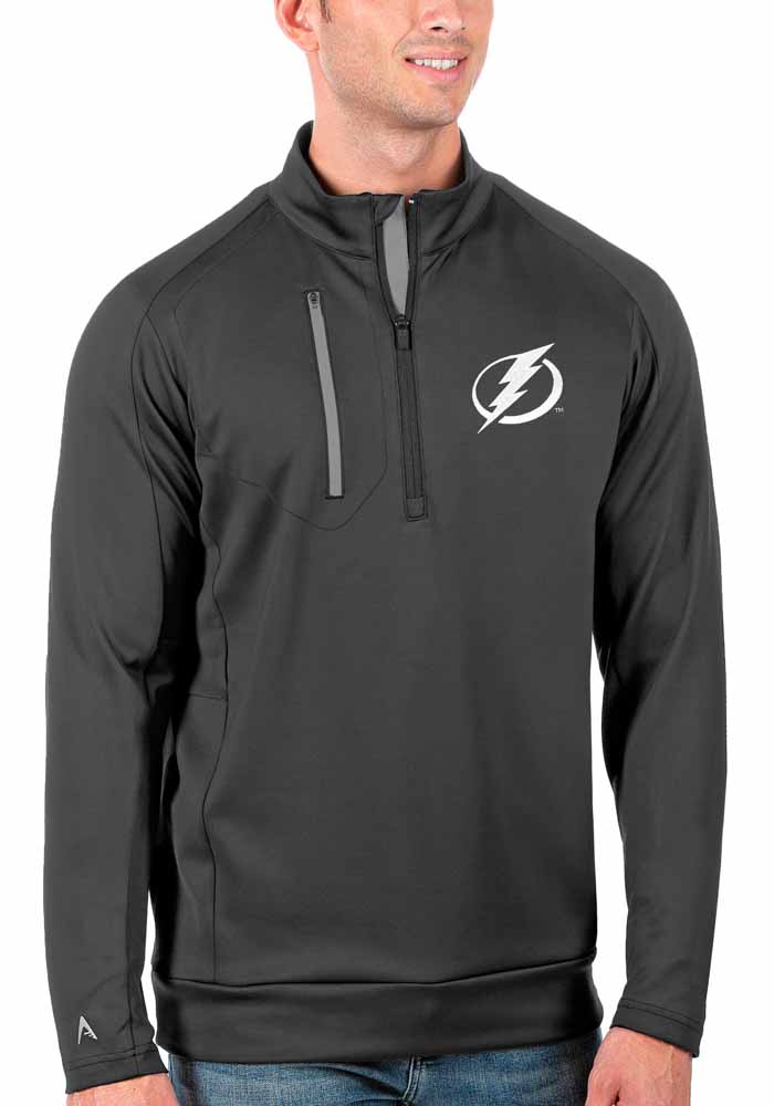 Antigua Tampa Bay Lightning Mens Grey Generation Long Sleeve 1/4 Zip Pullover