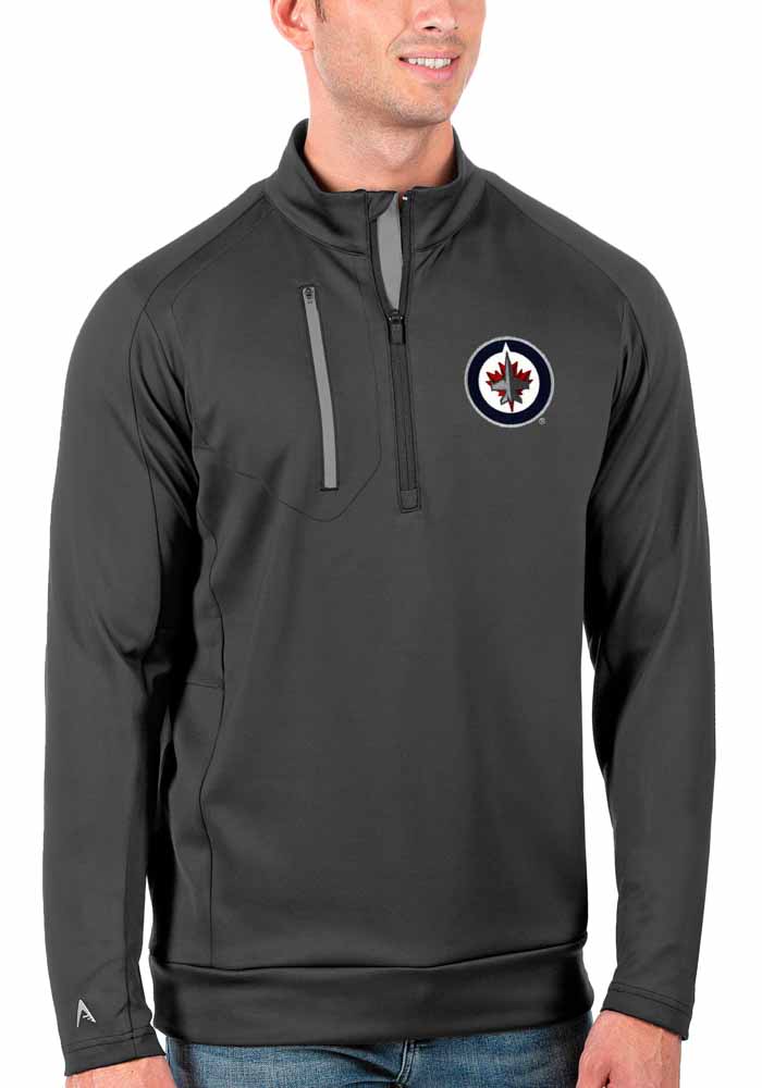 Antigua Winnipeg Jets Mens Grey Generation Long Sleeve 1/4 Zip Pullover
