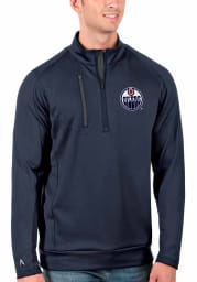 Antigua Edmonton Oilers Mens Navy Blue Generation Long Sleeve 1/4 Zip Pullover