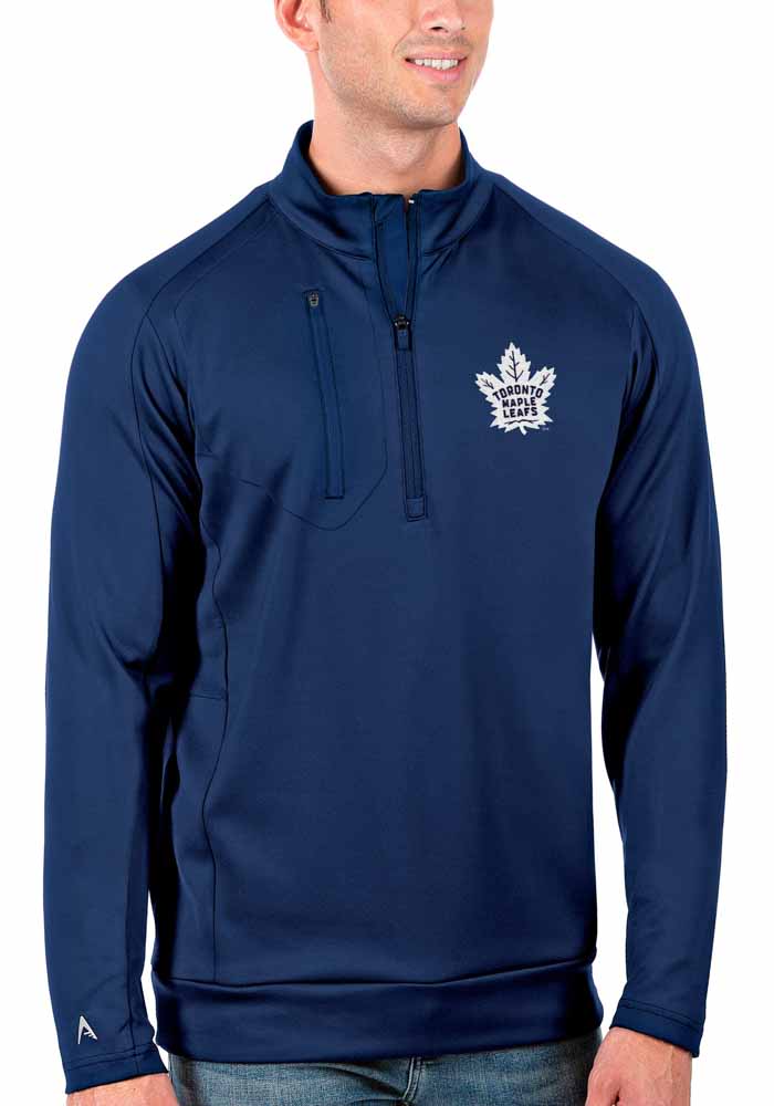 Antigua Toronto Maple Leafs Mens Blue Generation Long Sleeve 1/4 Zip Pullover