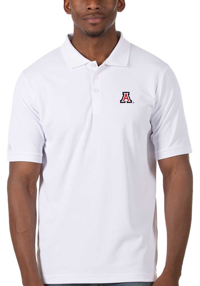 Antigua Arizona Wildcats Mens White Legacy Pique Short Sleeve Polo