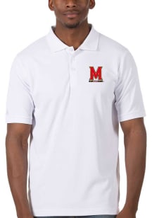 Mens Maryland Terrapins White Antigua Legacy Pique Short Sleeve Polo Shirt