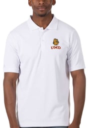 Antigua UMD Bulldogs Mens White Legacy Pique Short Sleeve Polo