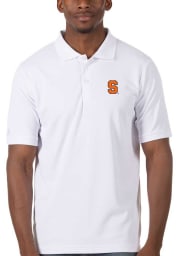 Antigua Syracuse Orange Mens White Legacy Pique Short Sleeve Polo