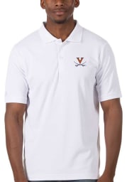 Antigua Virginia Cavaliers Mens White Legacy Pique Short Sleeve Polo