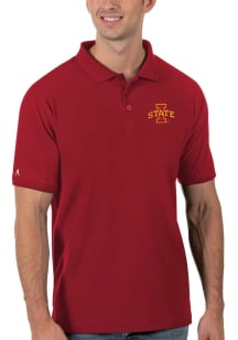 Antigua Iowa State Cyclones Mens Red Legacy Pique Short Sleeve Polo