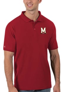 Mens Maryland Terrapins Red Antigua Legacy Pique Short Sleeve Polo Shirt