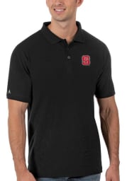 Antigua NC State Wolfpack Mens Black Legacy Pique Short Sleeve Polo