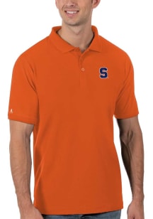 Antigua Syracuse Orange Mens Orange Legacy Pique Short Sleeve Polo