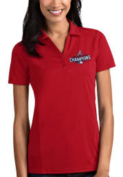 Antigua Atlanta Braves Womens Red 2021 World Series Champions Tribute Short Sleeve Polo Shirt
