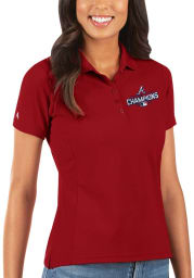 Antigua Atlanta Braves Womens Red 2021 World Series Champions Legacy Pique Short Sleeve Polo Shirt