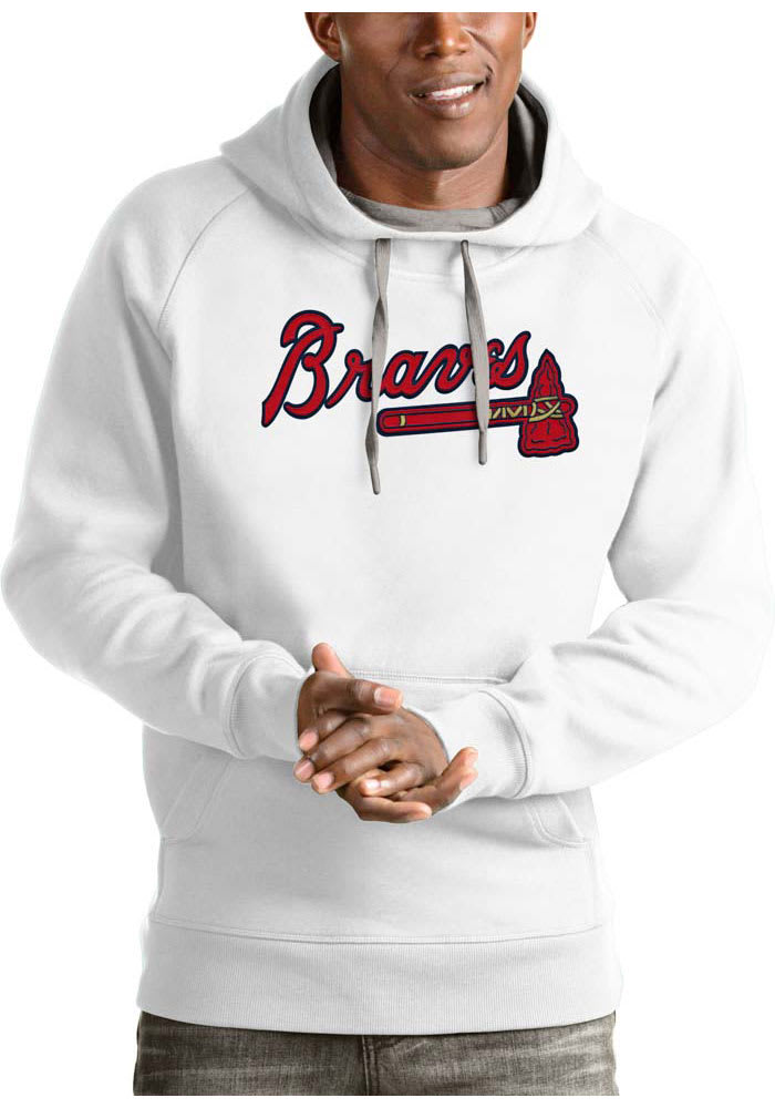 Antigua Atlanta Braves White Victory Long Sleeve Hoodie, White, 52% Cot / 48% Poly, Size L, Rally House