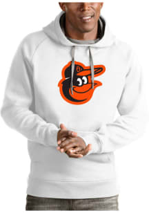 Antigua Baltimore Orioles Mens White Full Front Victory Long Sleeve Hoodie