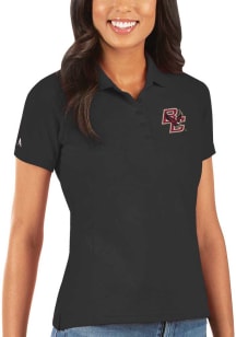 Antigua Boston College Eagles Womens Black Legacy Pique Short Sleeve Polo Shirt