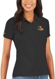 Antigua Loyola Ramblers Womens Black Legacy Pique Short Sleeve Polo Shirt