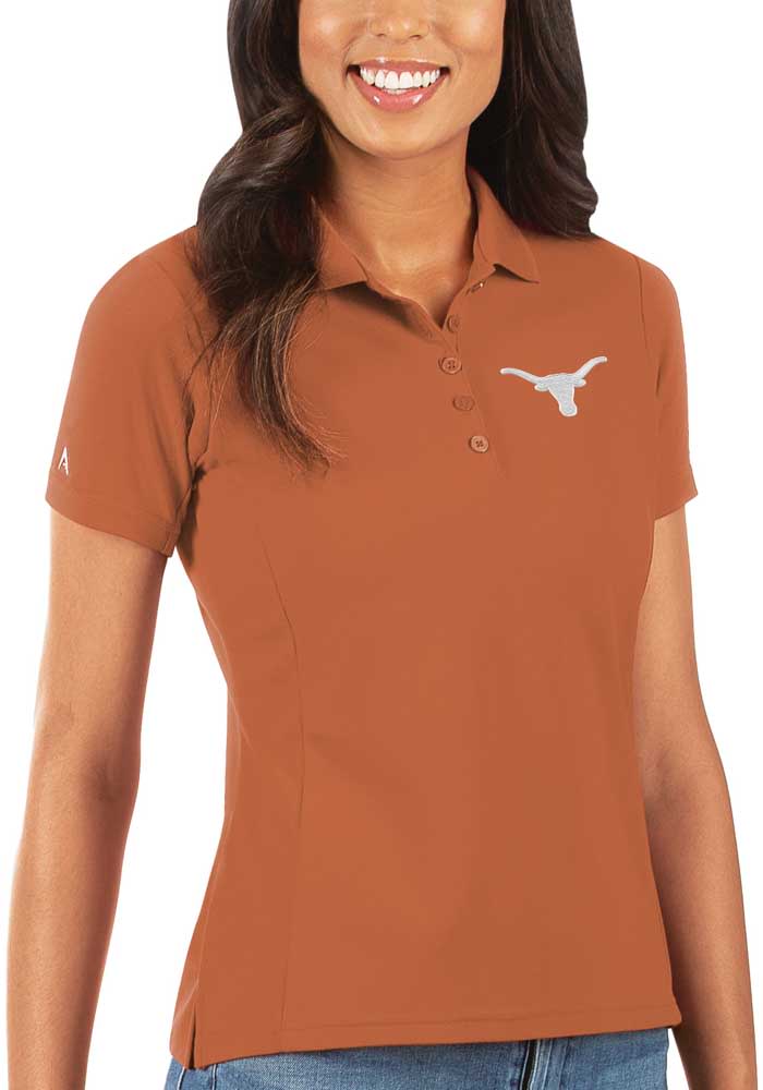 Antigua Texas Longhorns Womens Burnt Orange Legacy Pique Short Sleeve Polo Shirt