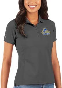 Antigua Delaware Fightin' Blue Hens Womens Grey Legacy Pique Short Sleeve Polo Shirt