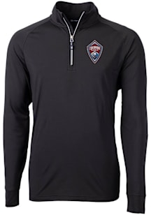 Cutter and Buck Colorado Rapids Mens Black Adapt Eco Knit Long Sleeve Qtr Zip Pullover