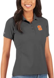 Antigua Syracuse Orange Womens Grey Legacy Pique Short Sleeve Polo Shirt