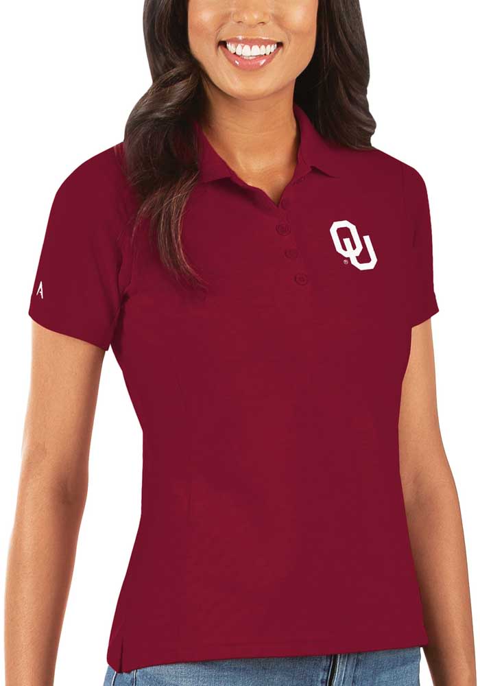 Antigua Oklahoma Sooners Womens Red Legacy Pique Short Sleeve Polo Shirt