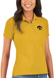 Antigua Iowa Hawkeyes Womens Gold Legacy Pique Short Sleeve Polo Shirt