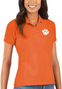 Antigua Clemson Tigers Womens Orange Legacy Pique Short Sleeve Polo Shirt