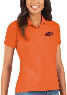 Antigua Oklahoma State Cowboys Womens Orange Legacy Pique Short Sleeve Polo Shirt
