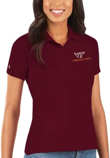 Antigua Virginia Tech Hokies Womens Red Legacy Pique Short Sleeve Polo Shirt