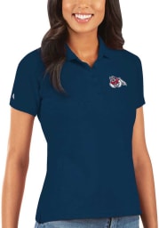 Antigua Fresno State Bulldogs Womens Navy Blue Legacy Pique Short Sleeve Polo Shirt