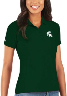 Womens Michigan State Spartans Green Antigua Legacy Pique Short Sleeve Polo Shirt