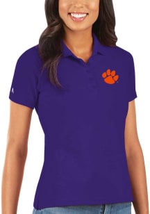 Antigua Clemson Tigers Womens Purple Legacy Pique Short Sleeve Polo Shirt