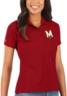 Womens Maryland Terrapins Red Antigua Legacy Pique Short Sleeve Polo Shirt
